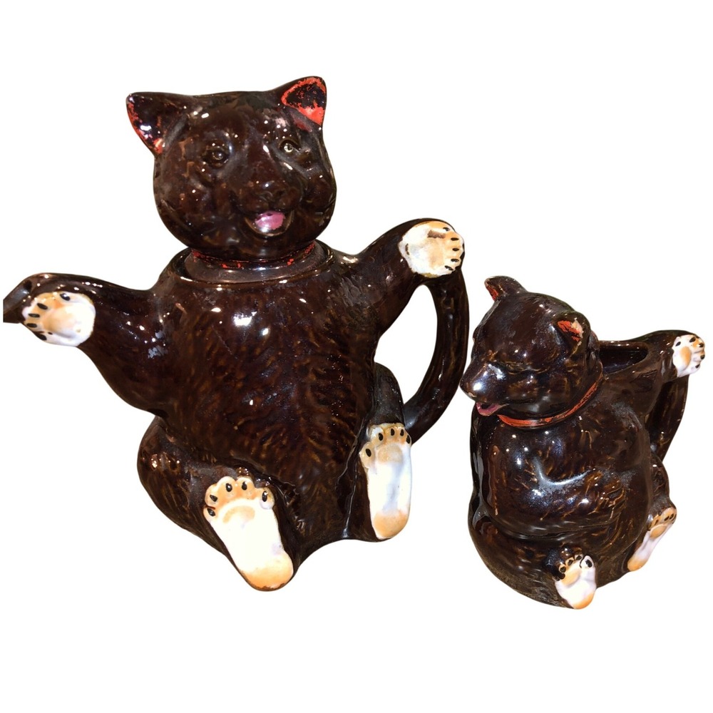 Redware Batlin Bear Teapot Creamer Vintage Kitsch 50s Novelty Farmhouse Eclectic